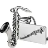 Musikinstrument Saxofon Hängsmycke Halsband Rostfritt Stål Hip Hop Titanium Pearl Chain Smycken Halsband