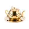 Tea Brickor Guld 304 Rostfritt stål Infuser Tekanna Fack Spice Silder Herbal Filter Tillbehör Köksredskap