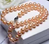 9-10mm South Sea Round Gold Pink Pearl Necklace Choker Bridal Sieraden 18 inch