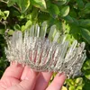 Barrettes à cheveux en cristal de quartz, accessoire de tête de couronne, cerceau fait à la main, croissant décoré de luxe, couvre-chef gothique baroque