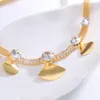 Orecchini Collana Moda Matrimoni Set di gioielli per donna Ciondolo in cristallo placcato oro Nuziale Dubai Nigeria Anello Regali