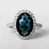 Zilveren Kleur Big Blue CZ Ringen Dames Briljante Bruids Bruiloft Engagement Party Ring Eenvoudige esthetische sieraden