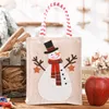 Linnen Kerstmishandtas Kinderen Snoepzakken Geborduurde Cartoon Santa Claus Oude Man Gift Bag Ornament HH21-472