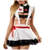 Yoga outfit sexig cosplay maid kostym pyjamas set för kvinnor kärlek mönster tryck underkläder enhetlig frestelse klänning halloween