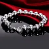 Stronrs perles marques de mode 925 Sterling Silver Classic 10 mm Bracelet de chaîne de perles pour homme Femme de mariage Cadeaux de Noël FI9524261