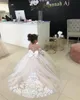 Hot-wiatr Moda 2022 Koronki Kwiat Girl Sukienka Bows First Communion Dress Princess Tulle Suknia Ball Wedding Party Dress 2-14 lata DHL Szybko