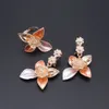 Set di gioielli a forma di fiore in oro Dubai da sposa Set di orecchini di collana di cristallo Set di gioielli di moda da donna per la festa nuziale nigeriana H1022