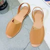 Vintage Sandals Summer Women Sandals Flat Heel Thin Sole Peep Toe Back Strap Pu Leather Sewing Shoes Ladies Outdoor Casual 2021