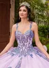 Один PCS 2022 Sparkle Sequin Lavender Quinceanera Платья для бальных платьев Двойные ремни с съемными рукавами плюс размер формального выпускного вечера для сладкого 15 девушки