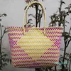 Summer plastic tote waterproof woven beach bag