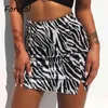 Zebra Print Velvet боковая щель Bodycon мини-юбки женщин сексуальная высокая талия бабочка животных короткие дниры 210427