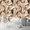 壁紙ポップ壁紙ヨーロッパ風の高級ゴールデン幾何学的壁画リビングルームテレビソファーホーム装飾壁紙3D Papel Tapiz