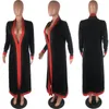2021 Nova chegada preta listrada 3 peças conjuntos roupas casuais longas casaco macacões sem alças Bodysuit mulheres vestuário conjuntos de trajes plus size e