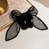 Temperament Simple Black Mesh Bow Ribbon Large Intestine Ring Korean Fashion Female Ponytail Hair Accessories