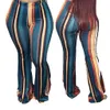 Femmes imprimé pantalon rayé taille élastique mode décontractée grande taille dames automne pantalon grande femme tendance africaine 210915