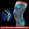 Sportkompression Knee Pads Support Brace Patella Protector Stickad Silicone Spring Ben Sleeve För Basketboll