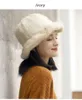 ビーニー/スカルキャップMs.Minshu女性贅沢な本物の帽子の手編み冬ヘッドウォーマー100％本物のカジュアルフリルBrim Oliv22