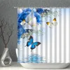 Rideaux de douche fleur tissu blanc imperméable coloré papillon fleurs imprimer bain ensemble multitaille salle de bain écran décor