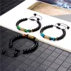 Bracciale con ciondolo in pietra verde occhio di tigre con perline di onice naturale, corda nera, bracciale con treccia, gioielli da donna, uomo, gioielli energetici