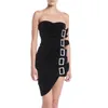 Kvinnor Sexig Designer Stropless Velvet Black Bandage Dress Sequined Club Prom Celebrity Bodycon Party 210527