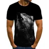 Ny ankomst Mäns Casual T-shirt 3D-tryck Fashion Animal Wolf Tryckt Kortärmad T-shirt Rolig Mäns Rund Neck 3d Män Tees G1217