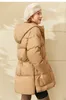 2021 women's winter coat thick down jacket pocket cotton warm hooded paste waist long fashion high quality wholesale good