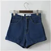 Euro stil kvinnor denim shorts vintage hög midja manschetterade jeans gata bär sexig för sommar vårens höstkvinnor
