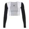 Women T-Shirt Stitching Color Block Patchwork Long Sleeve Short Slim Fit Spring Autumn High Street Clubwear 210522