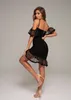 Mulheres Lace Malha Fishtail Black Bandage Dress Elegante Senhoras Desenhador Trompet Prom Celebrity Bodycon Party Vestido 210527