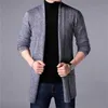 Pull manteaux hommes mode automne hommes Slim longue couleur unie tricoté veste mode hommes pull décontracté Cardigan manteaux 211006