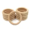 68mm (2.68INCH) Natur Trä Ring Teether Montessori Baby Toy Organic Infant Tanding Toy Tillbehör Halsband DIY Baby Teether