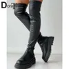 DORATASIA Marke Neue Weibliche Plattform Oberschenkel Hohe Stiefel Mode Schlanke Chunky Heels Über Das Knie Stiefel Frauen Party Schuhe Frau y0905