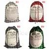 Juldekorationer Santa Sack Stor Xmas Canvas Presentväska med Drawstring Bagsreusable Personlig Giftfor Candy Package Storage ZC482