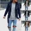 رجال السترات للرجال أزياء اللون الصلب رفيعًا مناسبًا 2022 رجلاً طويل الأكمام من جلد الغزال سترة معطف معطف من أزياء الشوارع.