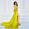Mintgrön sjöjungfru plus storlek kväll klänningar 2022 för arabiska kvinnor sexiga främre delade pärlstav kristaller formell prom fest andra mottagning klänningar klänning