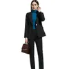 Pontas de duas peças femininas Suits Blazer Set Women 2021 Button Single High Welp Sets Mujer Elegant 2 Suit