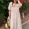 Cute Peter Pan Collar Vestidos De Mujer Floral Print Elegant Dress Chic Maxi es Femme Summer Sweet Robe 210519