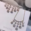 Conception de luxe AAA zircon rond forme de fleur boucles d'oreilles collier ensemble pour les femmes de haute qualité fête/bijoux de mariage D1440