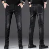 Мужские джинсы черные ноги брюки осень и зимние модели стрейч для похудения прилив марки корейский середина талии маленький прямой повседневный вот