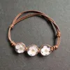 Charm Bracelets Handmade Weaving Dandelion Seeds Dried Flower Adjustable Leather For Women