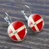 American Flag Earring Glass Cabochon Danish Canada Netherlands French British Hook Earring Flag Jewelry Earring 2pcs/set Q0709