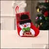 Fournitures de fête de fête Décorations de jardin de Noël Père Noël Petite toile Chaussettes en coton Arbre suspendu Bas de Noël Sac cadeau Dr