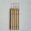 Wooden Handle Hook Needle Lace Wig Making Knitting Micro Ring Loop Hair Extension Weaving Crochet Hooks Needles Tools