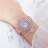 Orologi con quadrante grande e diamanti per donna, orologio da polso in oro femminile di marca famosa con cinturino, orologio da donna unico 210527