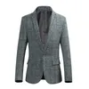 Spring Autumn New Mens Fashion Plaid Blazer Design Plus Size Casual Male Slim Fit Sackjacka Bröllopsdräkt 210412