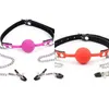 Nxy Sm Bondage Smlove Silicone Open Mouth Ball Gag Bdsm Sex Nipple Clamps Erotic Fetish Toys for Women Couple Adult Game 1223