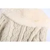 エレガントな女性の偽の毛皮の襟のセーターファッションレディースボタンビンテージ女性ツイストガールズシックなvestidos 210427