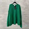 Marken-Sweatshirt mit frischem, grünem Rippstrickpullover für Damen, Rundhalsausschnitt, Kintted-Pullover, faire Größe, modische Farbe