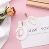 Geometric Oval Resin Statement Drop Earrings for Women White Color Korean Style Sweet Girl Wedding Fashion Jewelry 2021