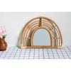 Rattan Wall Mirror Innovative Art Decor Dressing Makeup Mirrors for Entryways Washrooms Living Rooms